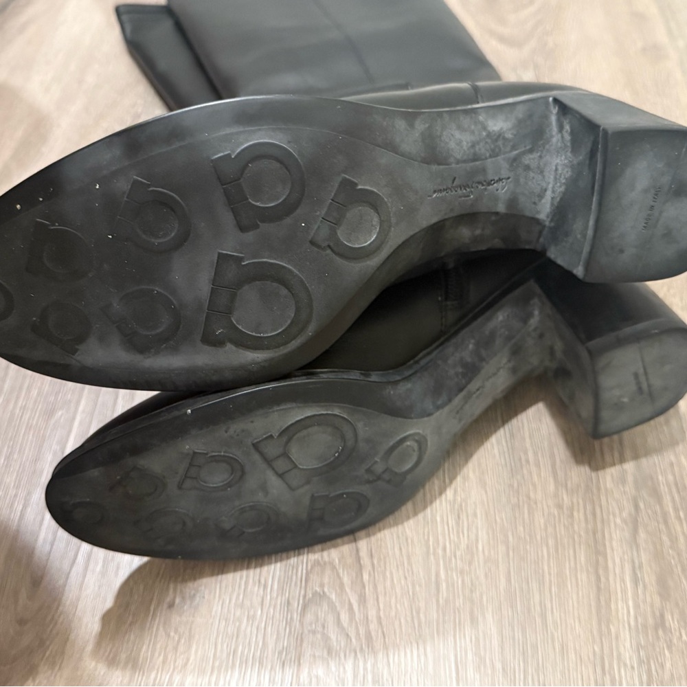 Salvatore Ferragamo Black Leather Riding Boots - Picture 7 of 11